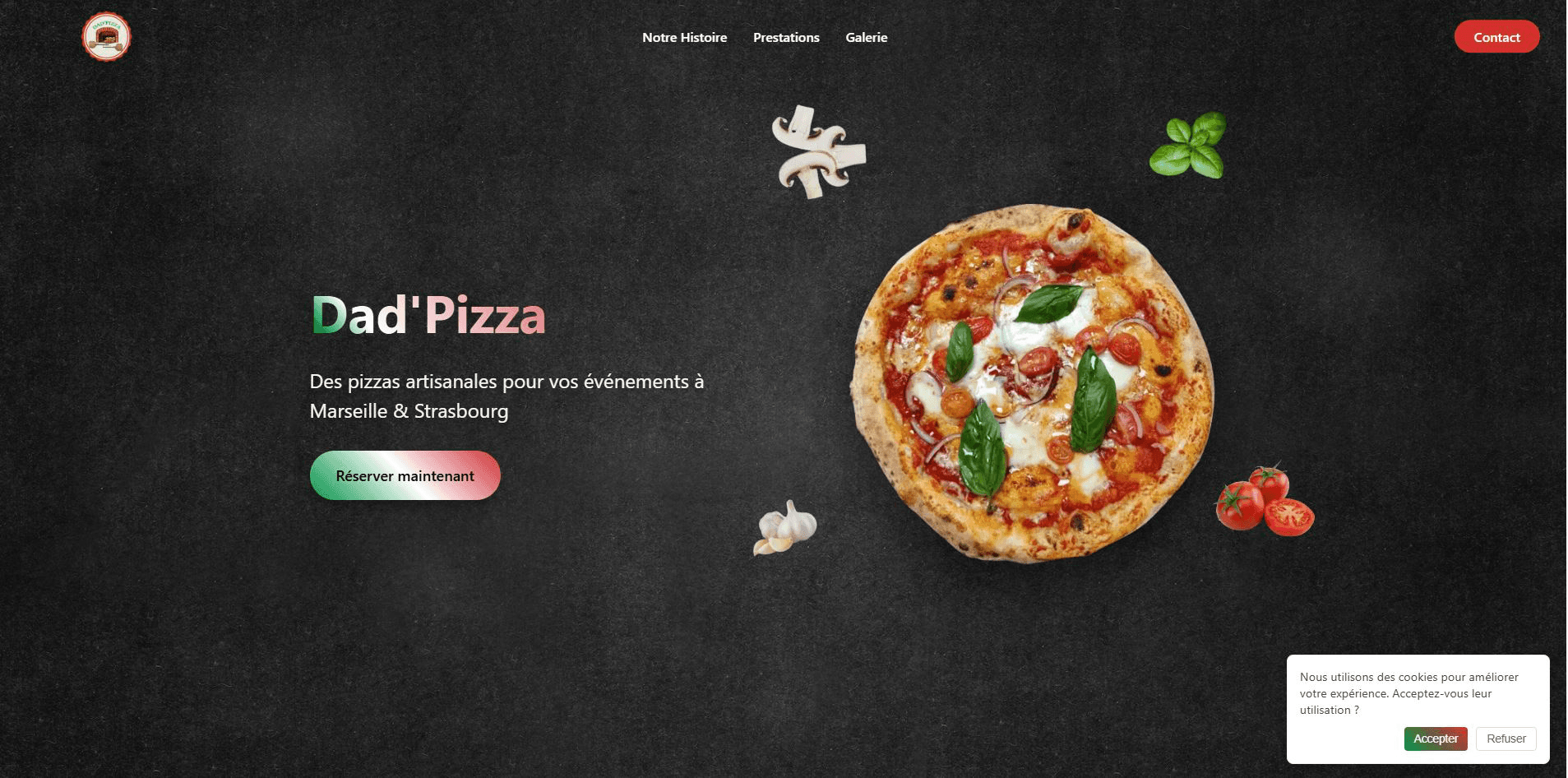 Aperçu du site Site vitrine pour Dad Pizza